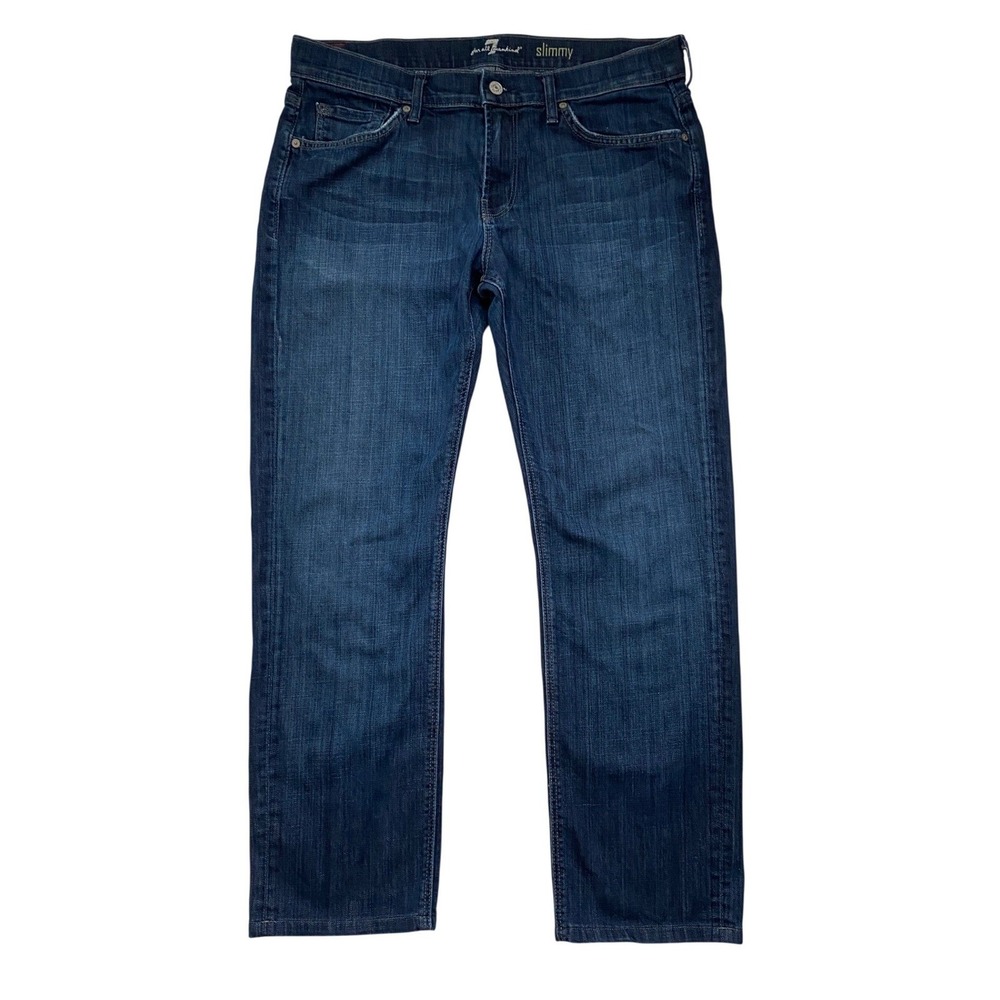 7 For All Mankind Slimmy Mens Dark Wash Slim‎ Leg Jeans Size 34 Made in USA